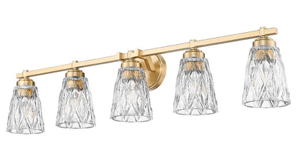 Z-Lite Andree 40" 5-Light Modern Gold Steel Frame Clear Glass Shade Vanity Lighting