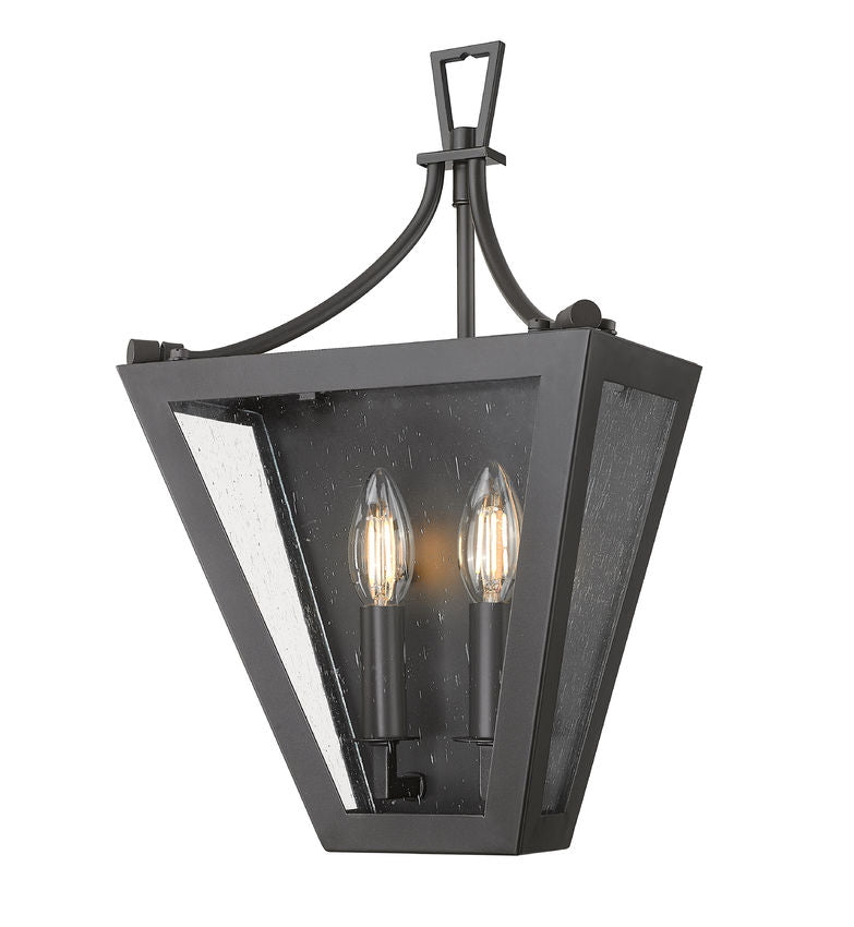 Z-Lite Montalcino 10" 2-Light Iron Ore Steel Frame Clear Seedy Glass Shade Wall Sconce