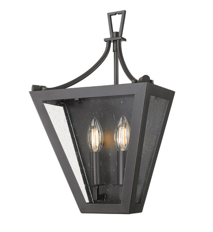 Z-Lite Montalcino 10" 2-Light Iron Ore Steel Frame Clear Seedy Glass Shade Wall Sconce