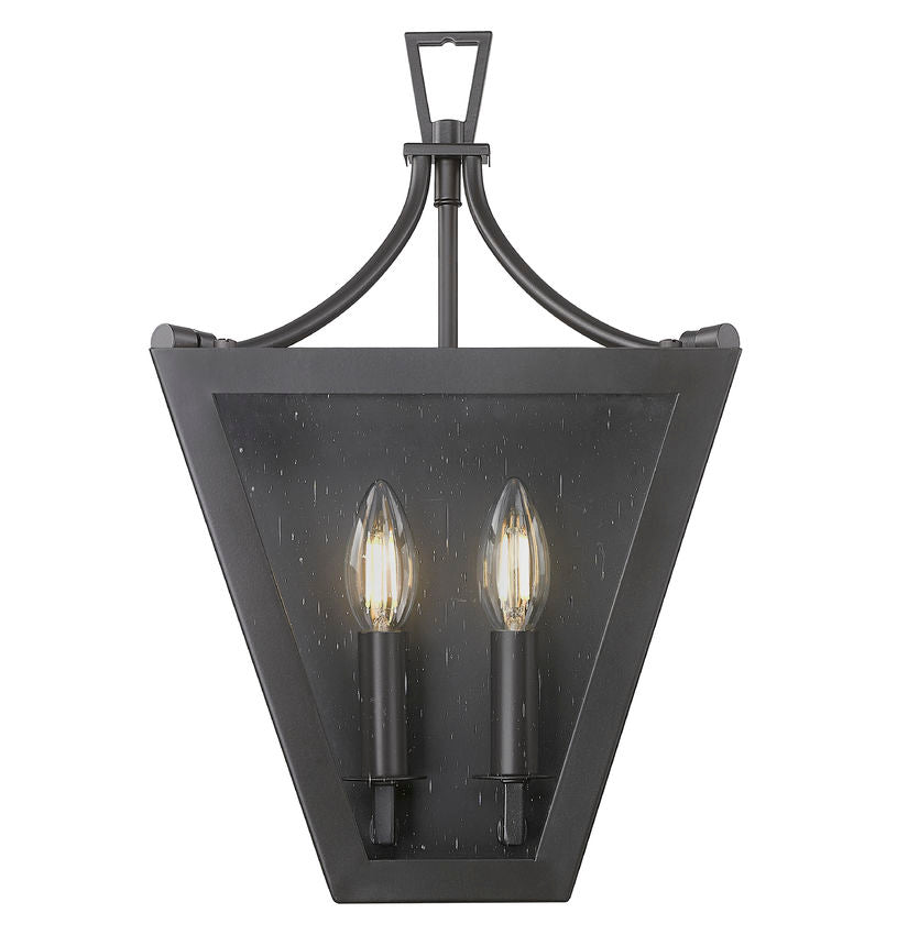 Z-Lite Montalcino 10" 2-Light Iron Ore Steel Frame Clear Seedy Glass Shade Wall Sconce