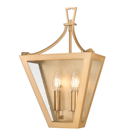 Z-Lite Montalcino 10" 2-Light Rubbed Brass Steel Frame Clear Seedy Glass Shade Wall Sconce