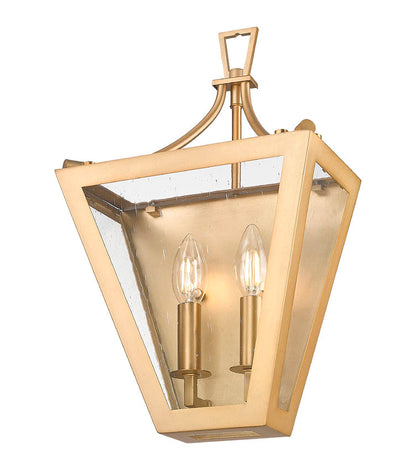 Z-Lite Montalcino 10" 2-Light Rubbed Brass Steel Frame Clear Seedy Glass Shade Wall Sconce