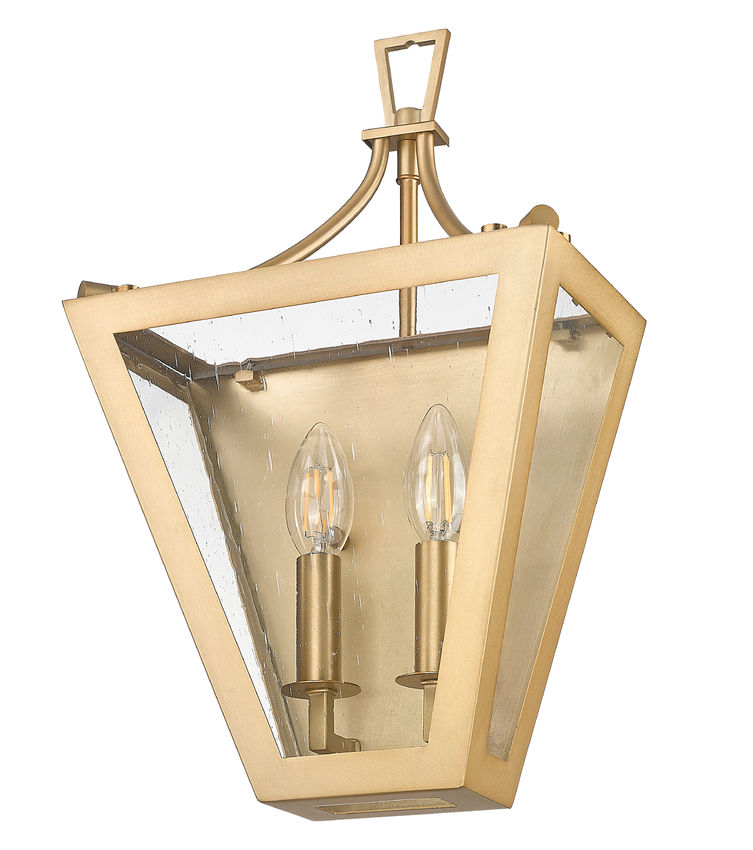 Z-Lite Montalcino 10" 2-Light Rubbed Brass Steel Frame Clear Seedy Glass Shade Wall Sconce