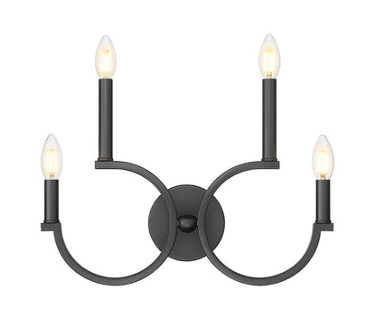 Z-Lite Cordelia 21" 4-Light White Fabric Shade Matte Black Steel Frame Wall Sconce