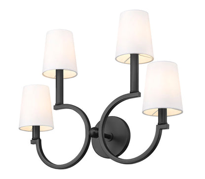 Z-Lite Cordelia 21" 4-Light White Fabric Shade Matte Black Steel Frame Wall Sconce