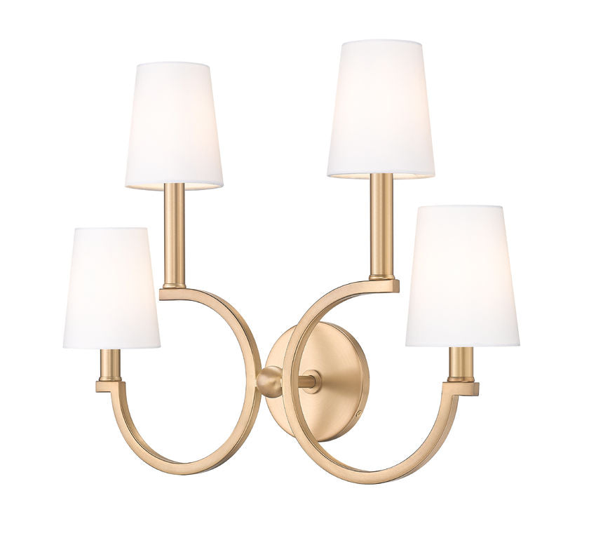 Z-Lite Cordelia 21" 4-Light White Fabric Shade Modern Gold Steel Frame Wall Sconce