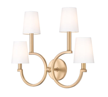 Z-Lite Cordelia 21" 4-Light White Fabric Shade Modern Gold Steel Frame Wall Sconce