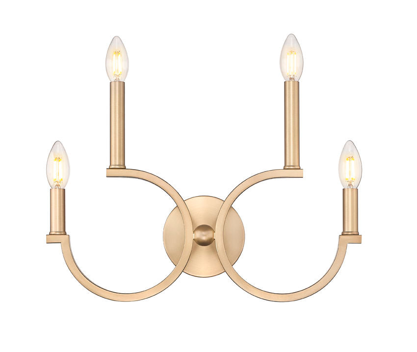 Z-Lite Cordelia 21" 4-Light White Fabric Shade Modern Gold Steel Frame Wall Sconce