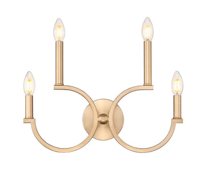 Z-Lite Cordelia 21" 4-Light White Fabric Shade Modern Gold Steel Frame Wall Sconce