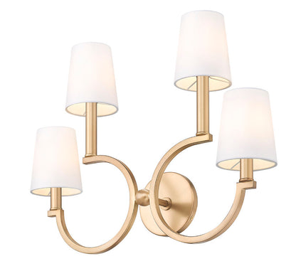 Z-Lite Cordelia 21" 4-Light White Fabric Shade Modern Gold Steel Frame Wall Sconce