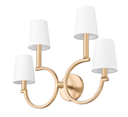 Z-Lite Cordelia 21" 4-Light White Fabric Shade Modern Gold Steel Frame Wall Sconce