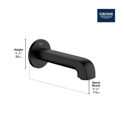 Grohe Defined Brass Construction Matte Black Tub Spout