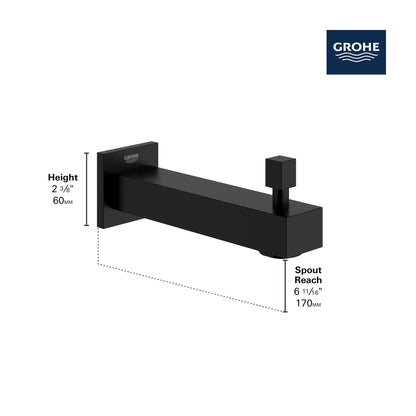Grohe Eurocube Metal Construction Matte Black Diverter Tub Spout