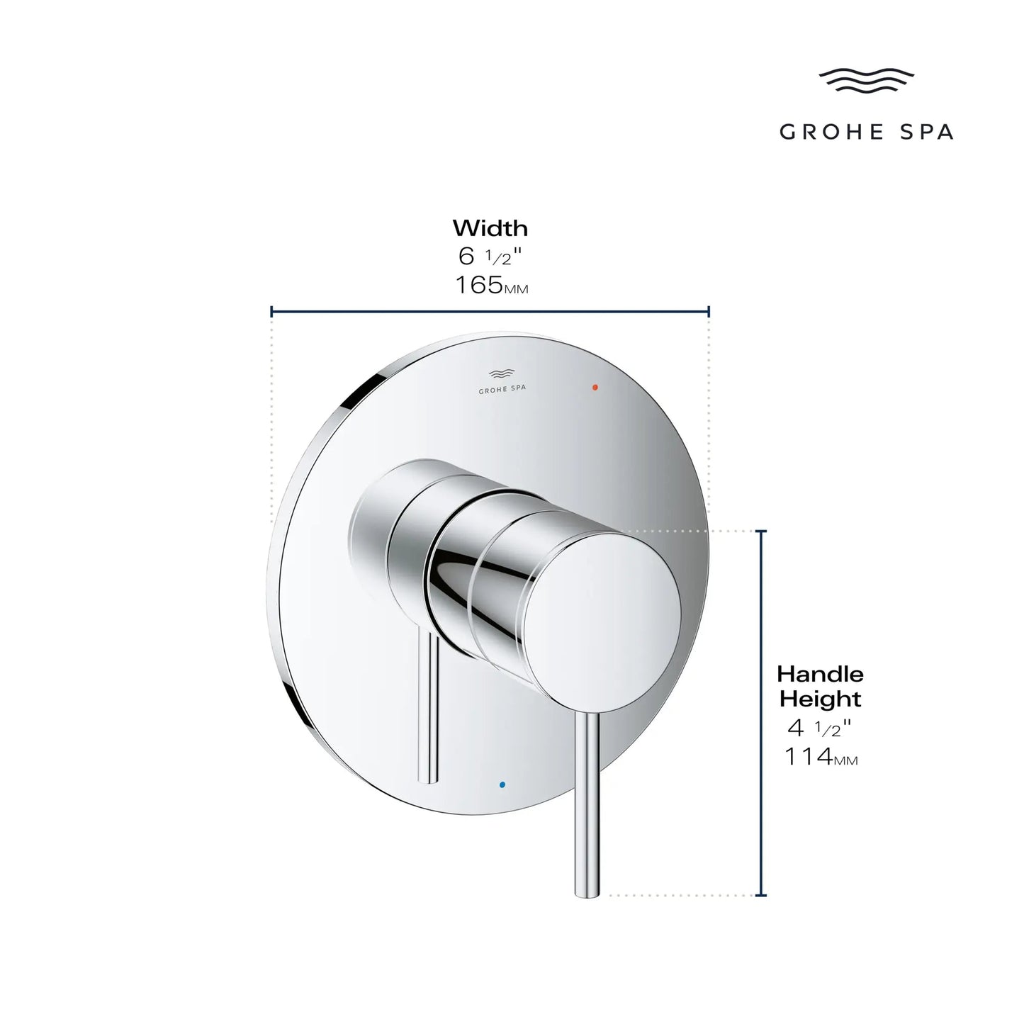Grohe Atrio Metal Handle and Trim Plate StarLight Chrome Pressure Balance Valve Trim With Cartridge