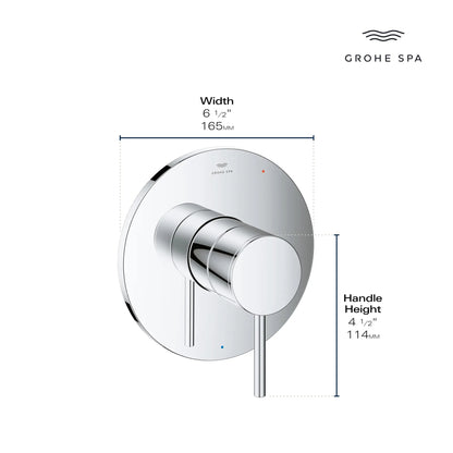 Grohe Atrio Metal Handle and Trim Plate StarLight Chrome Pressure Balance Valve Trim With Cartridge