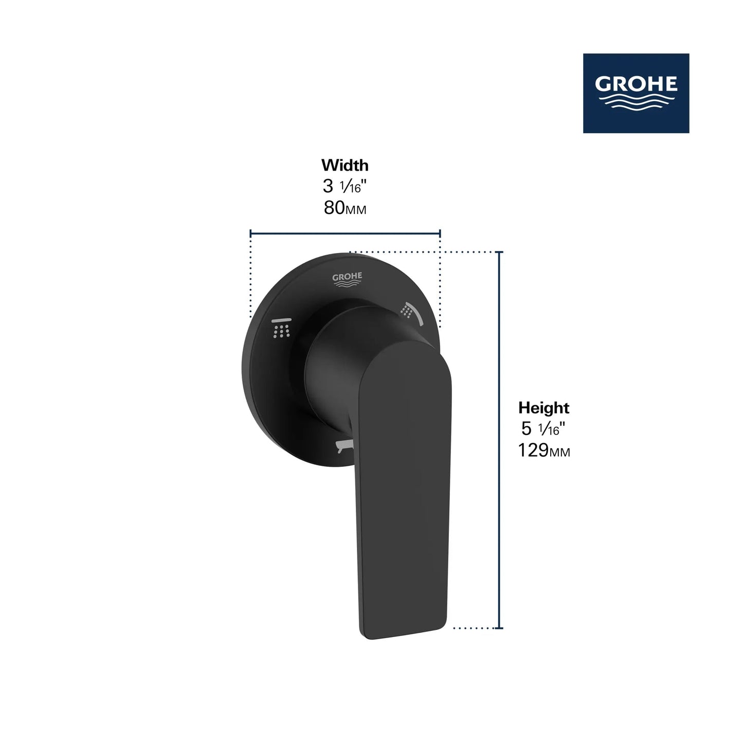 Grohe Defined 3-Way Matte Black Diverter Trim