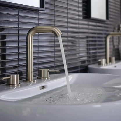 Grohe Essence 8" 1.2 GPM Two-Handle Wall Mount Widespread Brushed Nickel Infinity Faucet