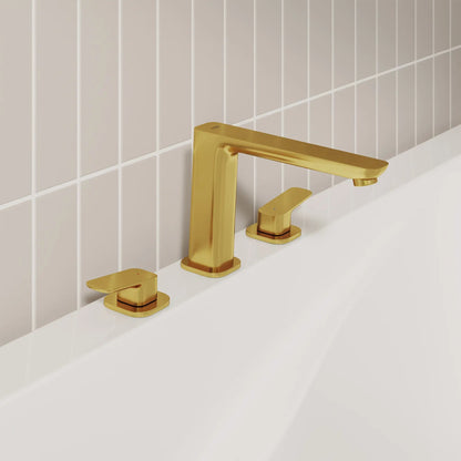 Grohe Cubeo 3-Hole 2-Handle Brushed Cool Sunrise Deck Mount Tub Filler