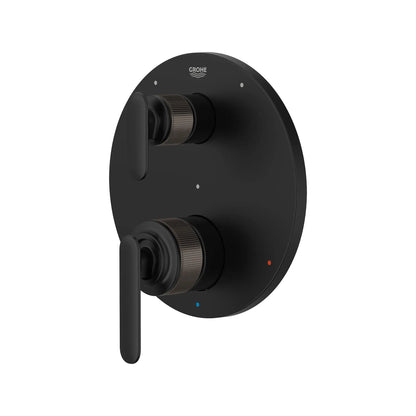 Grohe Listra 2-Handle Pressure Balance Valve Trim Matte Black 3-Way Diverter With Cartridge