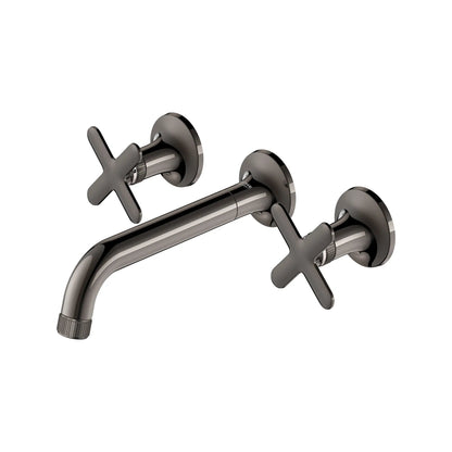 Grohe Listra 1.2 GPM Two-Handle Wall Mount Widespread Hard Graphite Faucet