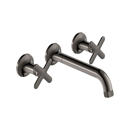 Grohe Listra 1.2 GPM Two-Handle Wall Mount Widespread Hard Graphite Faucet