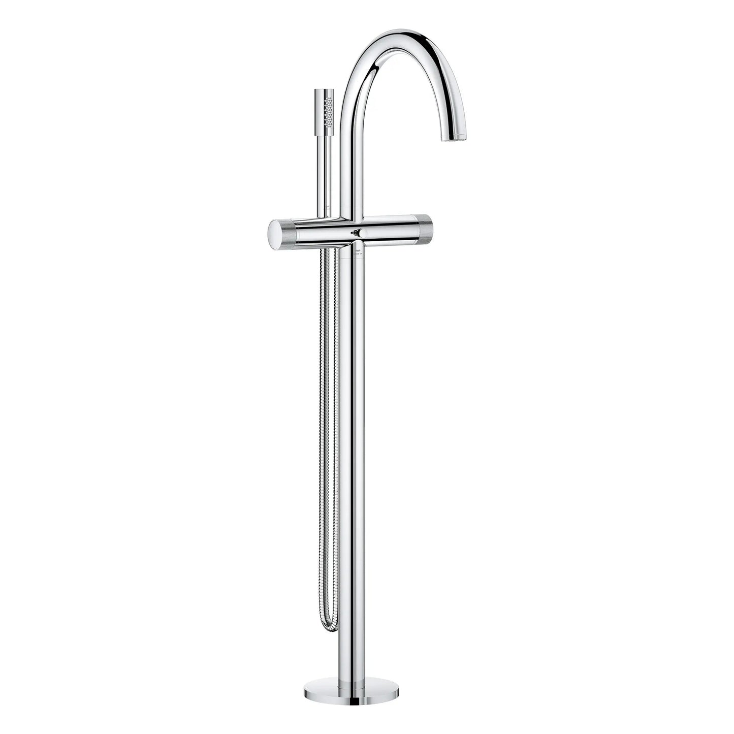 Grohe Atrio Private Collection 2-Handle Freestanding StarLight Chrome Tub Filler With Knob Handles and 1.75 GPM Hand Shower