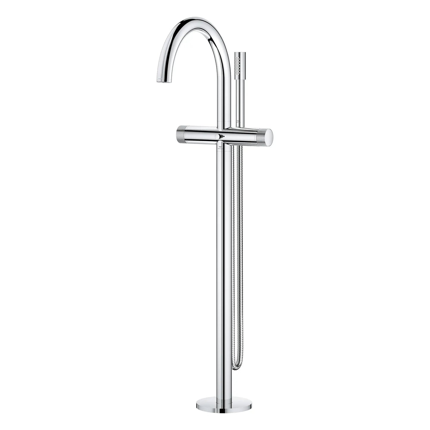 Grohe Atrio Private Collection 2-Handle Freestanding StarLight Chrome Tub Filler With Knob Handles and 1.75 GPM Hand Shower