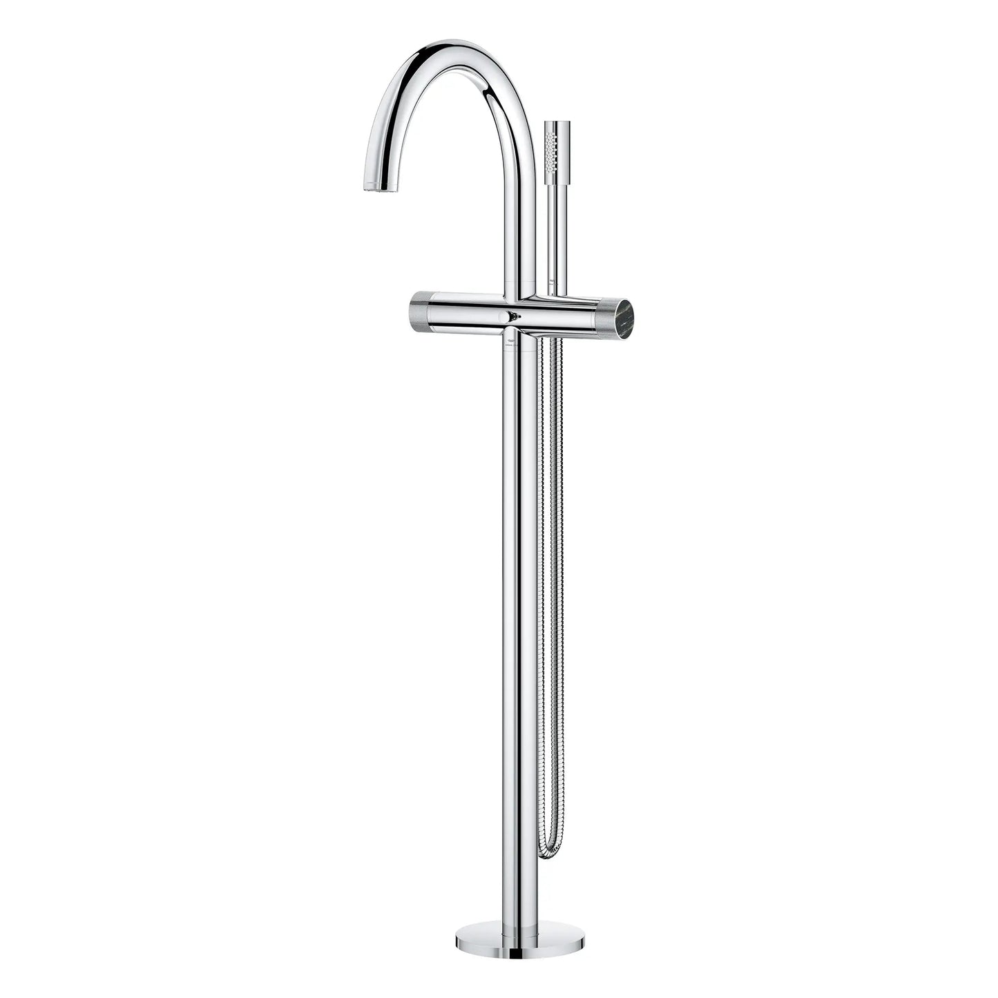 Grohe Atrio Private Collection 2-Handle Freestanding StarLight Chrome Tub Filler With Knob Handles and 1.75 GPM Hand Shower