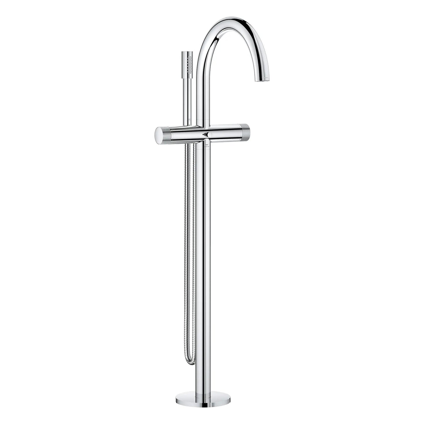 Grohe Atrio Private Collection 2-Handle Freestanding StarLight Chrome Tub Filler With Knob Handles and 1.75 GPM Hand Shower
