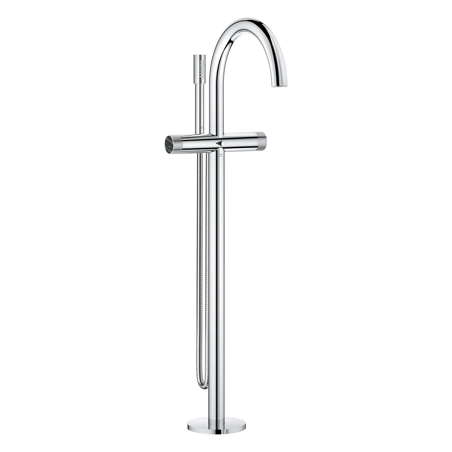 Grohe Atrio Private Collection 2-Handle Freestanding StarLight Chrome Tub Filler With Knob Handles and 1.75 GPM Hand Shower