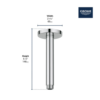 Grohe Rainshower™ 6" Round Metal StarLight Chrome Ceiling Shower Arm