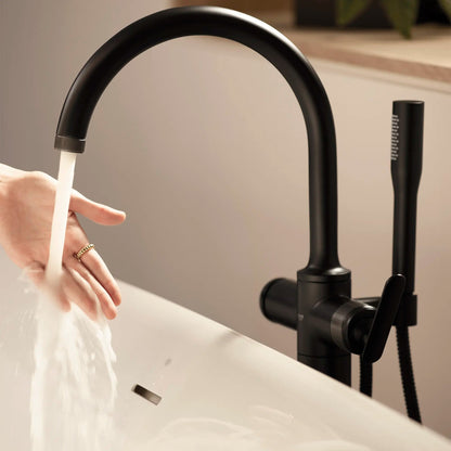 Grohe Listra Single-Handle Freestanding Matte Black Tub Faucet With 1.75 GPM Hand Shower