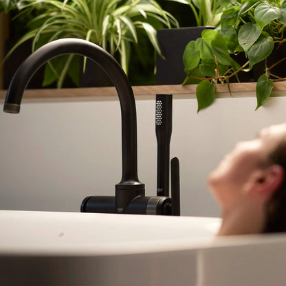 Grohe Listra Single-Handle Freestanding Matte Black Tub Faucet With 1.75 GPM Hand Shower