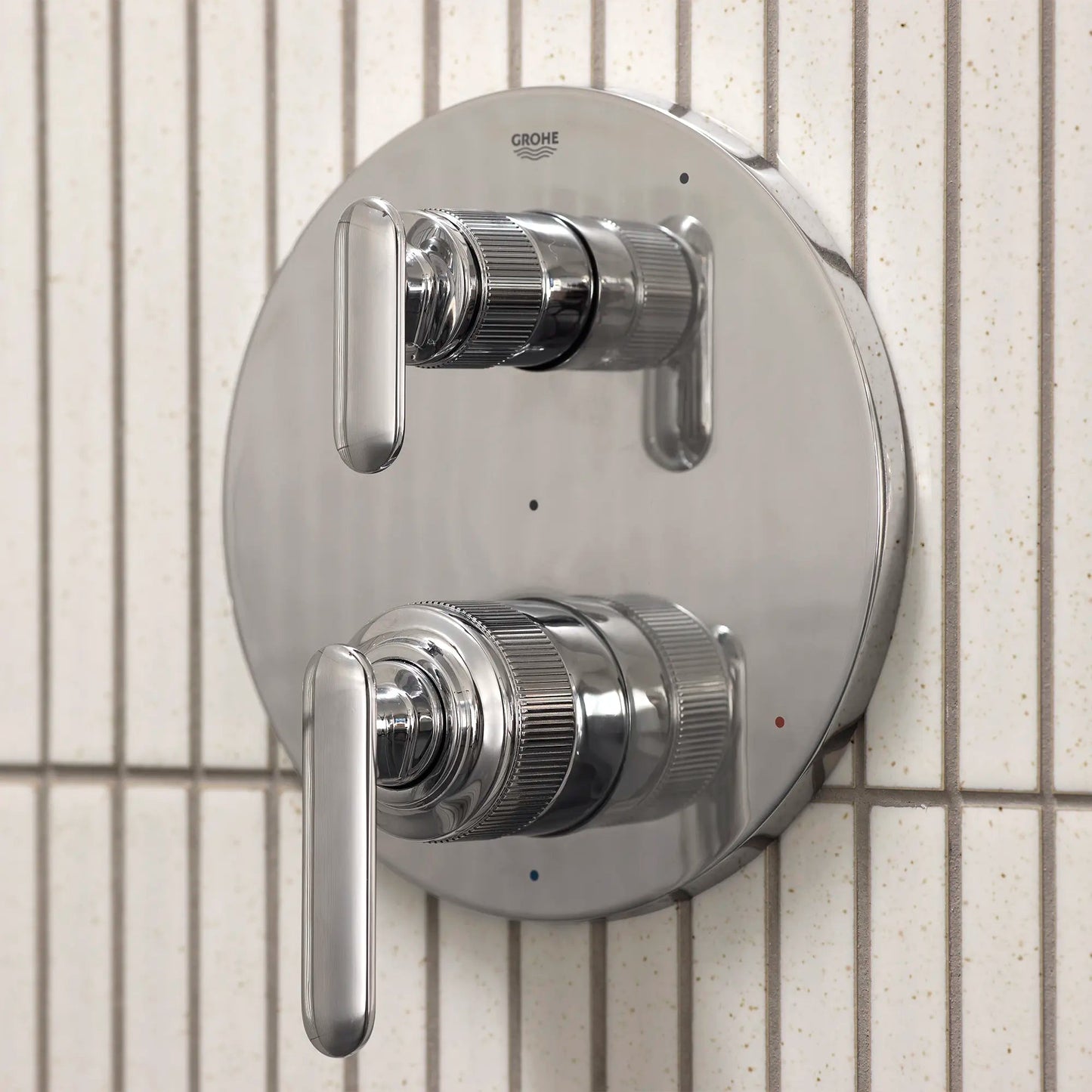 Grohe Listra 2-Handle Pressure Balance Valve Trim StarLight Chrome 3-Way Diverter With Cartridge