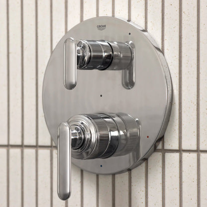 Grohe Listra 2-Handle Pressure Balance Valve Trim StarLight Chrome 3-Way Diverter With Cartridge