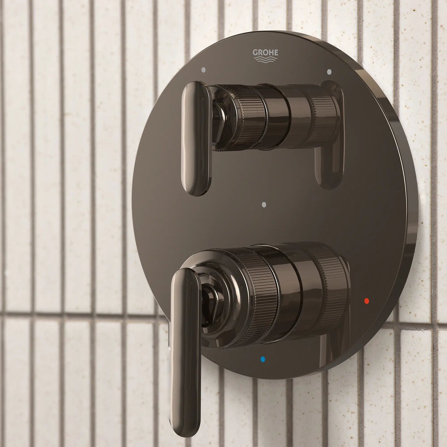 Grohe Listra 2-Handle Pressure Balance Valve Trim Hard Graphite 3-Way Diverter With Cartridge
