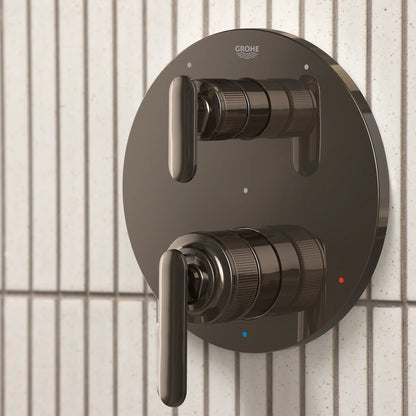 Grohe Listra 2-Handle Pressure Balance Valve Trim Hard Graphite 3-Way Diverter With Cartridge