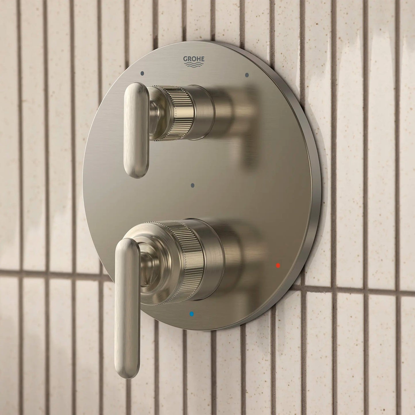 Grohe Listra 2-Handle Pressure Balance Valve Trim Brushed Nickel Infinity 3-Way Diverter With Cartridge