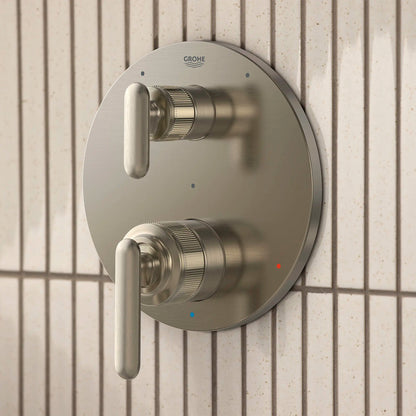 Grohe Listra 2-Handle Pressure Balance Valve Trim Brushed Nickel Infinity 3-Way Diverter With Cartridge