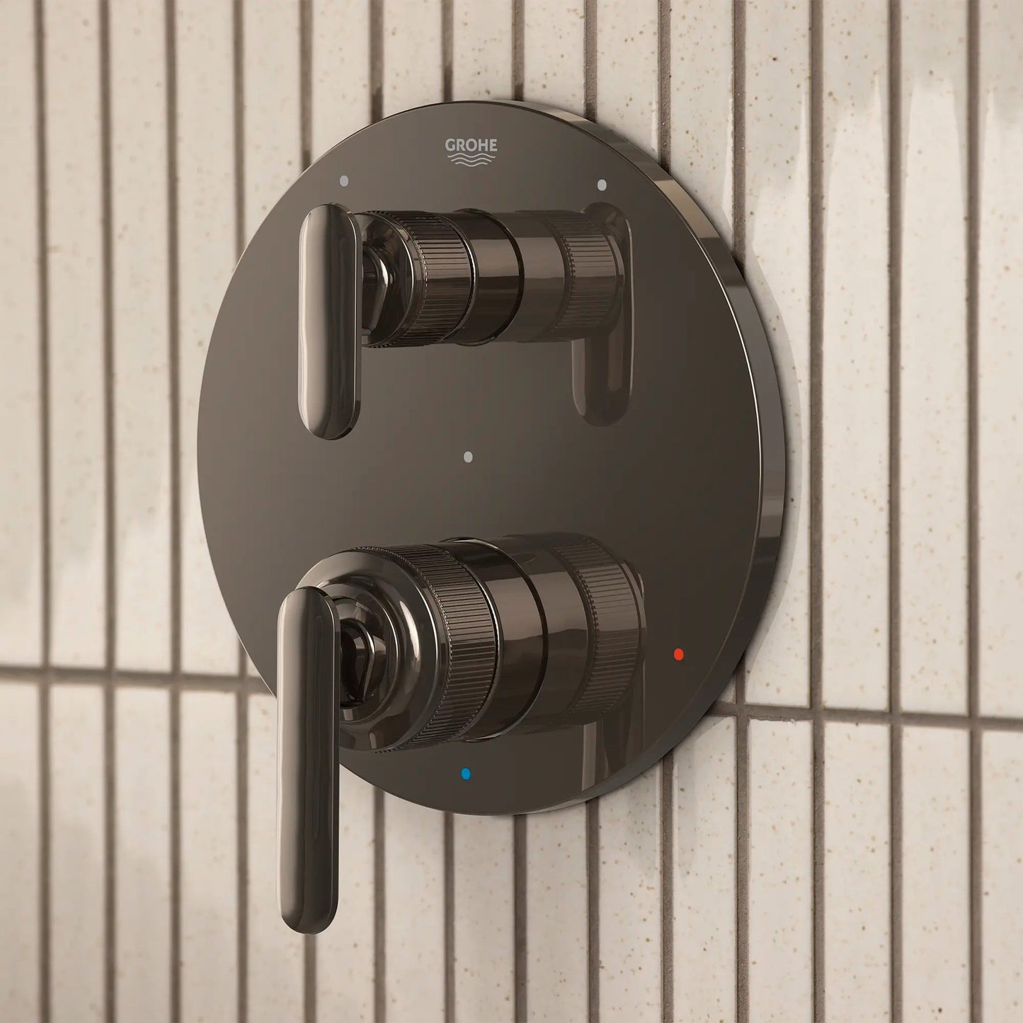 Grohe Listra 2-Handle Pressure Balance Valve Trim Hard Graphite 3-Way Diverter With Cartridge