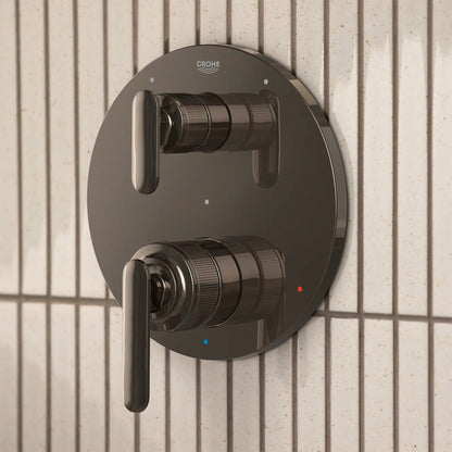 Grohe Listra 2-Handle Pressure Balance Valve Trim Hard Graphite 3-Way Diverter With Cartridge