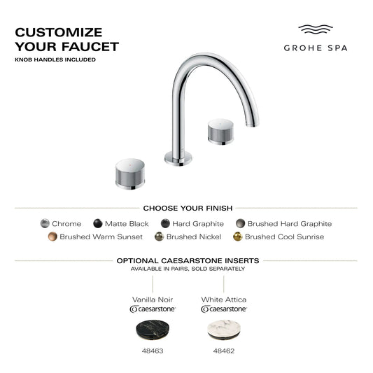 Grohe Atrio Private Collection 3-Hole 2-Handle Deck Mount Matte Black Roman Tub Faucet With Knob Handles