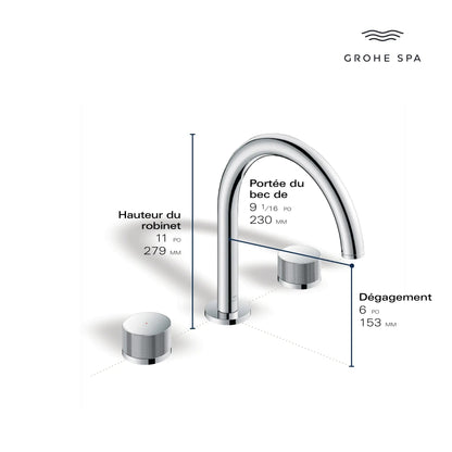 Grohe Atrio Private Collection 3-Hole 2-Handle Deck Mount Matte Black Roman Tub Faucet With Knob Handles