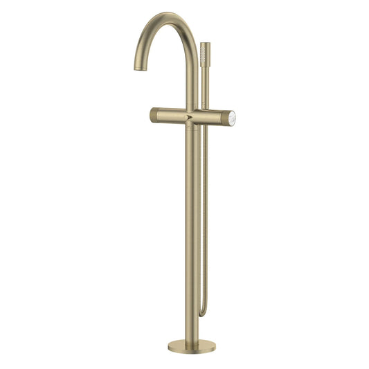 Grohe Atrio Private Collection 2-Handle Freestanding Brushed Nickel Infinity Tub Filler With Knob Handles and 1.75 GPM Hand Shower