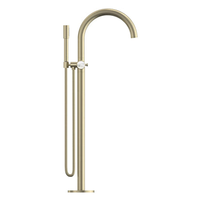 Grohe Atrio Private Collection 2-Handle Freestanding Brushed Nickel Infinity Tub Filler With Knob Handles and 1.75 GPM Hand Shower