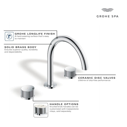 Grohe Atrio Private Collection 3-Hole 2-Handle Deck Mount Matte Black Roman Tub Faucet With Knob Handles