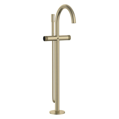 Grohe Atrio Private Collection 2-Handle Freestanding Brushed Nickel Infinity Tub Filler With Knob Handles and 1.75 GPM Hand Shower
