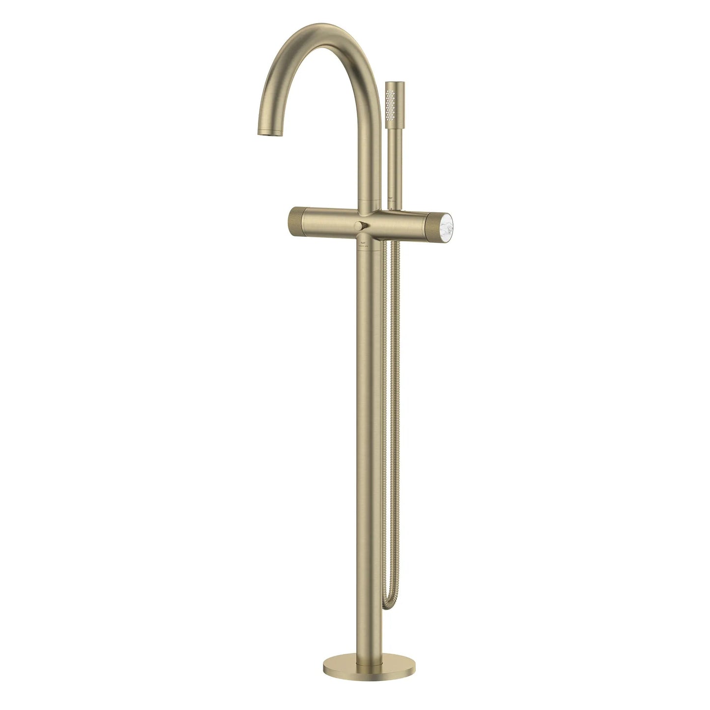 Grohe Atrio Private Collection 2-Handle Freestanding Brushed Nickel Infinity Tub Filler With Knob Handles and 1.75 GPM Hand Shower
