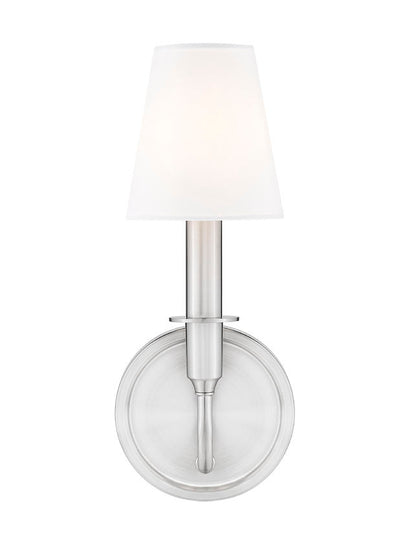 Z-Lite Tova 5" 1-Light Brushed Nickel Steel Frame White Fabric Shade Wall Sconce