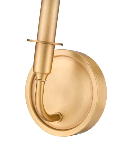 Z-Lite Tova 5" 1-Light Rubbed Brass Steel Frame White Fabric Shade Wall Sconce